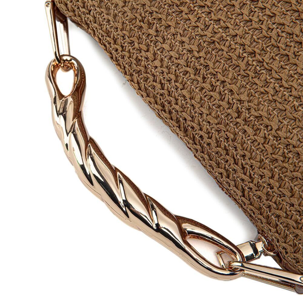 7466 Straw Crossbody Bags Metal Top Handle Purse Designer Beach Handbag - Picture 5 of 9